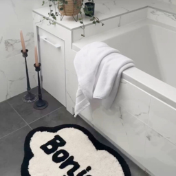 Mooky Mats Speech Bubble Bonjour Slogan Non Slip Bath Mat 50 x 80cm - Size: 50 x 80 x 1cm - Cream - Wilko - thumbnail 5