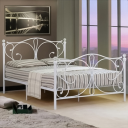 Brooklyn King Size White Metal Crystal Finial Bed Frame - Wilko - thumbnail 1