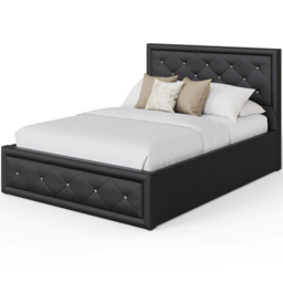 GFW Hollywood King Size Black Gas End Lift Ottoman Bed with Buttoned Headboard - Wilko - thumbnail 5