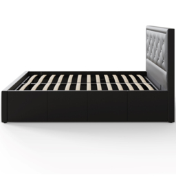 GFW Hollywood King Size Black Gas End Lift Ottoman Bed with Buttoned Headboard - Wilko - thumbnail 4