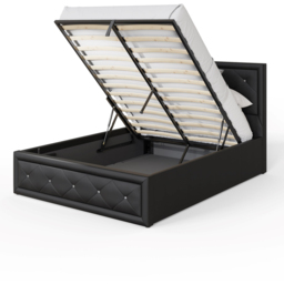 GFW Hollywood King Size Black Gas End Lift Ottoman Bed with Buttoned Headboard - Wilko - thumbnail 6