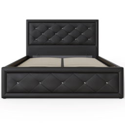 GFW Hollywood King Size Black Gas End Lift Ottoman Bed with Buttoned Headboard - Wilko - thumbnail 3