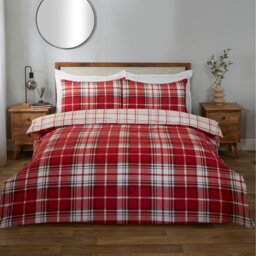 Balmoral Check Duvet Set Red King - Divante Finest - Wilko