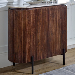 Brooklyn Opal 4 Door Marble Top Solid Wood Drinks Cabinet - Brown - Wilko