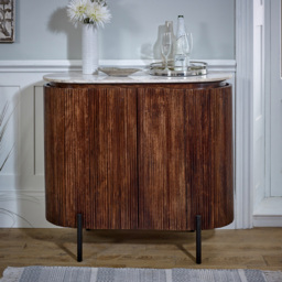 Brooklyn Opal 4 Door Marble Top Solid Wood Drinks Cabinet - Brown - Wilko - thumbnail 7