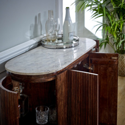 Brooklyn Opal 4 Door Marble Top Solid Wood Drinks Cabinet - Brown - Wilko - thumbnail 4