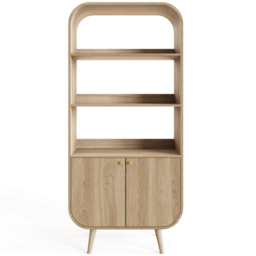 GFW Vionna 2 Door 3 Shelf Oak Mid Century Curved Display Unit - Size: 175 x 80.5 x 29cm - Wilko - thumbnail 4
