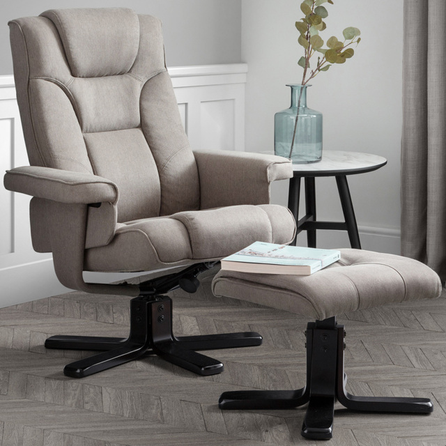 Julian Bowen Malmo Grey Swivel Recliner Chair and Footstool - Size: Single - Wilko - image 1