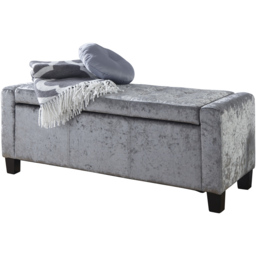 GFW Verona Grey Crushed Velvet Ottoman Storage Bench - Size: 39 x 104 x 39cm - Wilko - thumbnail 3