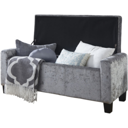 GFW Verona Grey Crushed Velvet Ottoman Storage Bench - Size: 39 x 104 x 39cm - Wilko - thumbnail 4