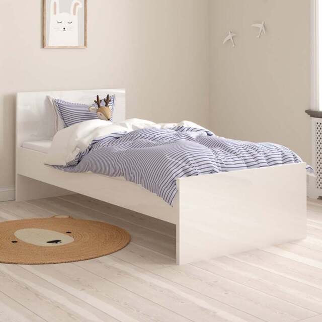 Florence Single White High Gloss Wooden Bed Frame - Furniture to Go - Wilko - image 1