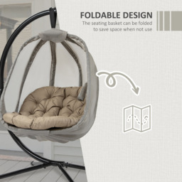 Outsunny Khaki Egg Chair with Cushions - Size: 1 Seater - Green - Wilko - thumbnail 6
