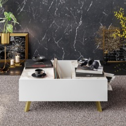 Decorotika Frida 3 Shelf White Marble and Gold Modern Coffee Table - Size: 34 x 89.5 x 63cm - Multi - Wilko - thumbnail 5