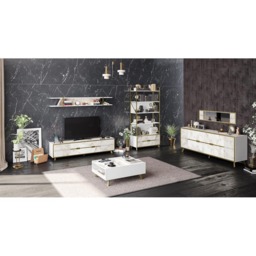 Decorotika Frida 3 Shelf White Marble and Gold Modern Coffee Table - Size: 34 x 89.5 x 63cm - Multi - Wilko - thumbnail 4