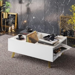 Decorotika Frida 3 Shelf White Marble and Gold Modern Coffee Table - Size: 34 x 89.5 x 63cm - Multi - Wilko - thumbnail 6