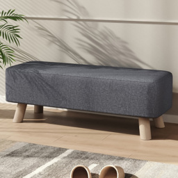 Living and Home Dark Grey Rectangular Tofu-shaped Footrest with Wooden Legs - Size: 26 x 81 x 28cm - Wilko - thumbnail 1