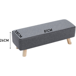 Living and Home Dark Grey Rectangular Tofu-shaped Footrest with Wooden Legs - Size: 26 x 81 x 28cm - Wilko - thumbnail 7