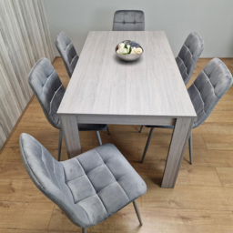 Portland 6 Seater Velvet Dining Set Grey - Wilko - thumbnail 4