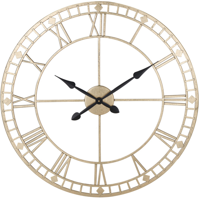 Pacific Lifestyle Gold Metal Round Workframe Wall Clock with Roman Numerals 80cm - Size: 80 x 80 x 5cm - Wilko - image 1