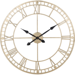 Pacific Lifestyle Gold Metal Round Workframe Wall Clock with Roman Numerals 80cm - Size: 80 x 80 x 5cm - Wilko - thumbnail 1