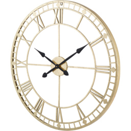 Pacific Lifestyle Gold Metal Round Workframe Wall Clock with Roman Numerals 80cm - Size: 80 x 80 x 5cm - Wilko - thumbnail 4