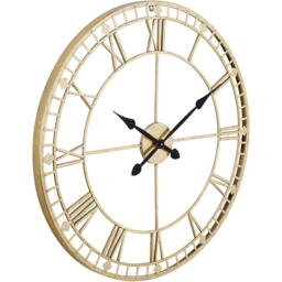 Pacific Lifestyle Gold Metal Round Workframe Wall Clock with Roman Numerals 80cm - Size: 80 x 80 x 5cm - Wilko - thumbnail 3