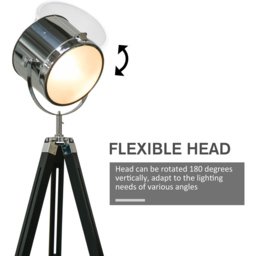 Portland Black Industrial Adjustable Tripod Floor Lamp - Size: 63 x 63 x 155cm - Silver - Wilko - thumbnail 6