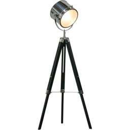 Portland Black Industrial Adjustable Tripod Floor Lamp - Size: 63 x 63 x 155cm - Silver - Wilko