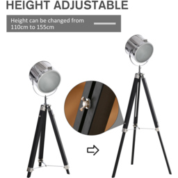 Portland Black Industrial Adjustable Tripod Floor Lamp - Size: 63 x 63 x 155cm - Silver - Wilko - thumbnail 5