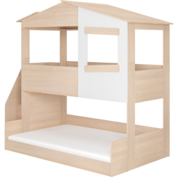 Flair Dreamland Oak Play House Triple Bunk Bed with Staircase - Size: Single + Small Double - Brown - Wilko - thumbnail 4