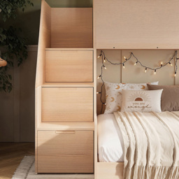 Flair Dreamland Oak Play House Triple Bunk Bed with Staircase - Size: Single + Small Double - Brown - Wilko - thumbnail 6