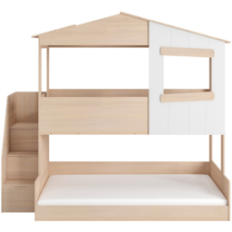 Flair Dreamland Oak Play House Triple Bunk Bed with Staircase - Size: Single + Small Double - Brown - Wilko - thumbnail 3