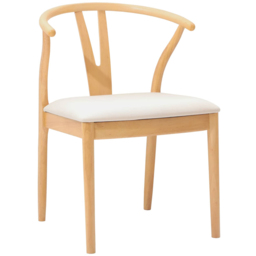vidaXL Set of 2 Natural Rubberwood Curved Vintage Dining Chairs - Brown - Wilko - thumbnail 3