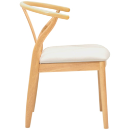 vidaXL Set of 2 Natural Rubberwood Curved Vintage Dining Chairs - Brown - Wilko - thumbnail 7