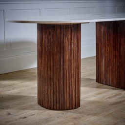 Brooklyn Opal 6 Seater Marble Top Mango Wood Dining Table - Brown - Wilko - thumbnail 6
