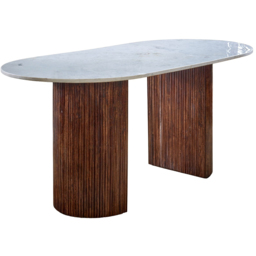 Brooklyn Opal 6 Seater Marble Top Mango Wood Dining Table - Brown - Wilko - thumbnail 3
