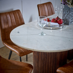 Brooklyn Opal 6 Seater Marble Top Mango Wood Dining Table - Brown - Wilko - thumbnail 4