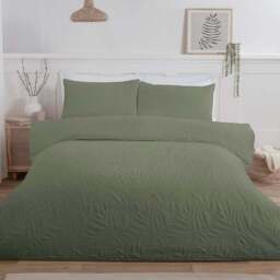 Avery Leaf Duvet Cover and Pillowcase Set - Olive Green/King - Wilko - thumbnail 1