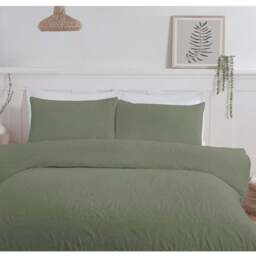 Avery Leaf Duvet Cover and Pillowcase Set - Olive Green/King - Wilko - thumbnail 7