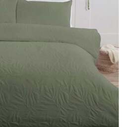 Avery Leaf Duvet Cover and Pillowcase Set - Olive Green/King - Wilko - thumbnail 6