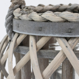 JVL Luna Grey Wash Natural Willow Wood Round Lantern with Braided Rope Handle 2 Pack - Size: 17 x 19 x 19cm - Wilko - thumbnail 6