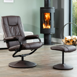 Artemis Home Gibson Brown Swivel Recliner Chair with Footstool - Size: Single - Wilko