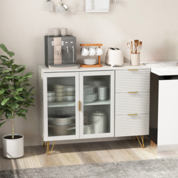 Costway 2 Door 3 Drawers White Modern Sideboard - Size: 108 x 40 x 85cm - Wilko - thumbnail 4