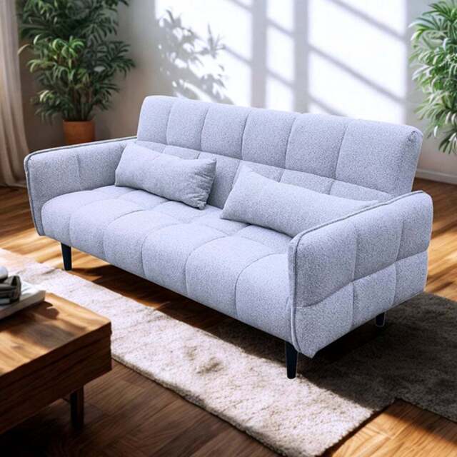 DS Living Bello 2 Seater Silver Fabric Sofa Bed - Wilko - image 1