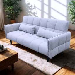 DS Living Bello 2 Seater Silver Fabric Sofa Bed - Wilko - thumbnail 1