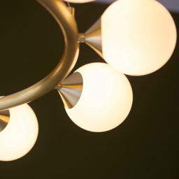 Merano Grosseto White Gloss Glass Satin Brass 10 light Plate Ceiling Light - Size: 91.7 x 91.7 x 162cm - Brown - Wilko - thumbnail 7