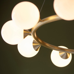Merano Grosseto White Gloss Glass Satin Brass 10 light Plate Ceiling Light - Size: 91.7 x 91.7 x 162cm - Brown - Wilko - thumbnail 6