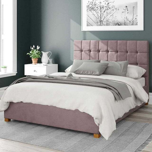 Aspire Sinatra Double Blush Plush Velvet Ottoman Bed - Pink - Aspire Beds - Wilko - image 1