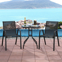 Costway 2 Seater Black Garden Bistro Set - Wilko - thumbnail 1