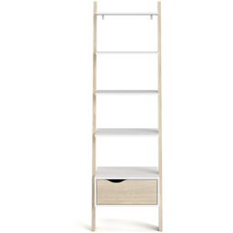 Florence Single Drawer 4 Shelf White and Oak Leaning Bookcase - Furniture to Go - Wilko - thumbnail 3